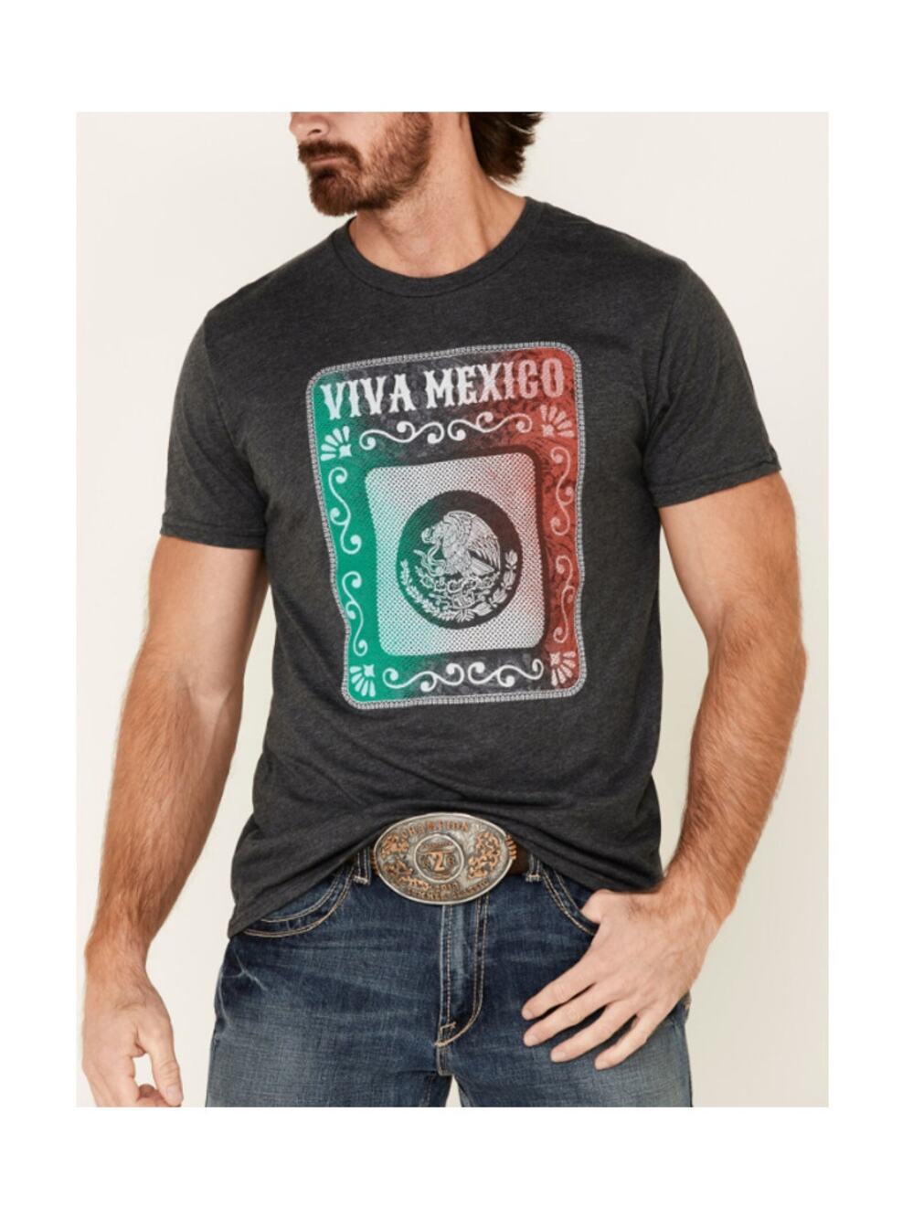 CODY JAMES Viva Mexico Graphic T-Shirt Crew Neck Short Sleeve Dark Gray Size M